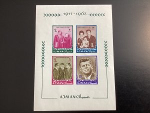 Ajman #23-26 Mint Imperf Souvenir Sheet President John F. Kennedy