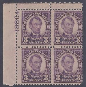 Scott #672 Mint plate block of 4