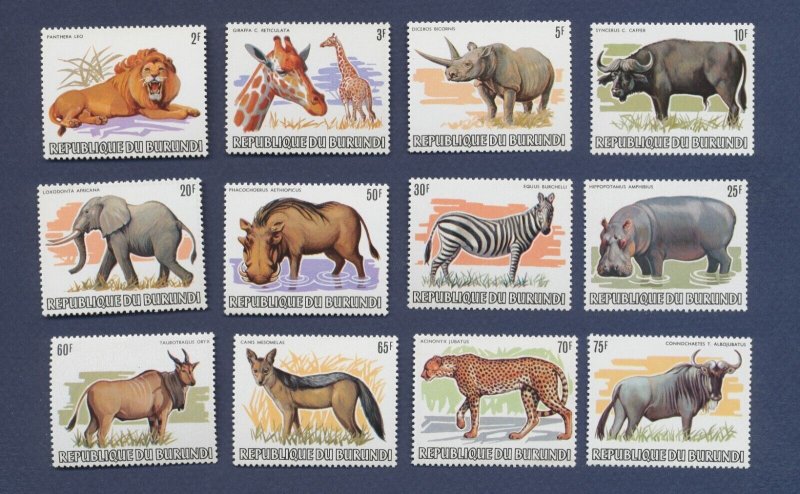 BURUNDI - Scott 589-600 - VF MNH - lion, elephant, hippo, rhino, animals