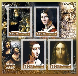 Stamps.Art. Painting. Leonardo Da Vinci 1+1 sheets perf 2021 year Congo