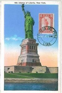 ARCHITECTURE -  MAXIMUM CARD  -  PERU 1936: STATUE of LIBERTY