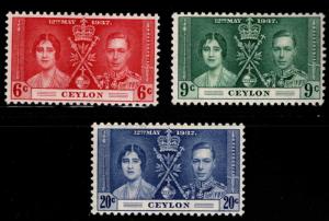 Ceylon Scott 275-277 MH* Coronation Issue 1937