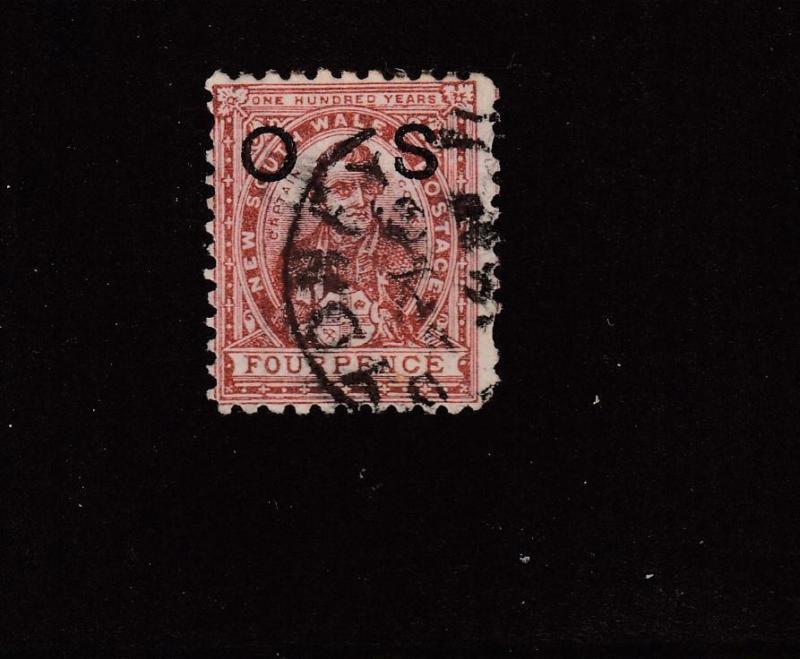 NEW SOUTH WALES # O26  O.S. O/PRINT PART SON CANCEL 4p CAT VALUE $9.50