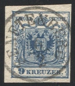 AUSTRIA 1850 9kr Sc 5 HP, SENETENBERG Bohemia, Czech postmark/cancel