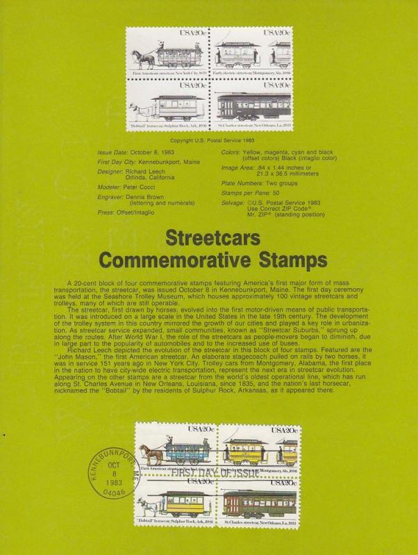 U.S. Souvenir Page SP628 Streetcars 2062a  P4804