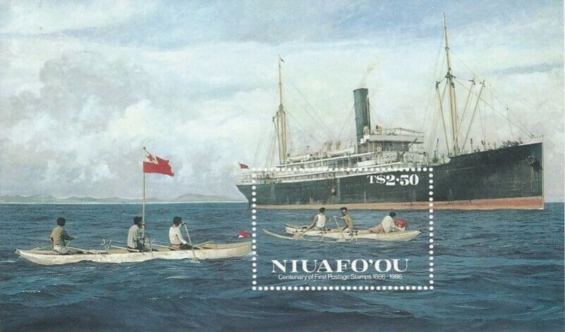 Tonga Niuafo'ou 1986 Outrigger Canoe and Ships Sheet MNH** 11747