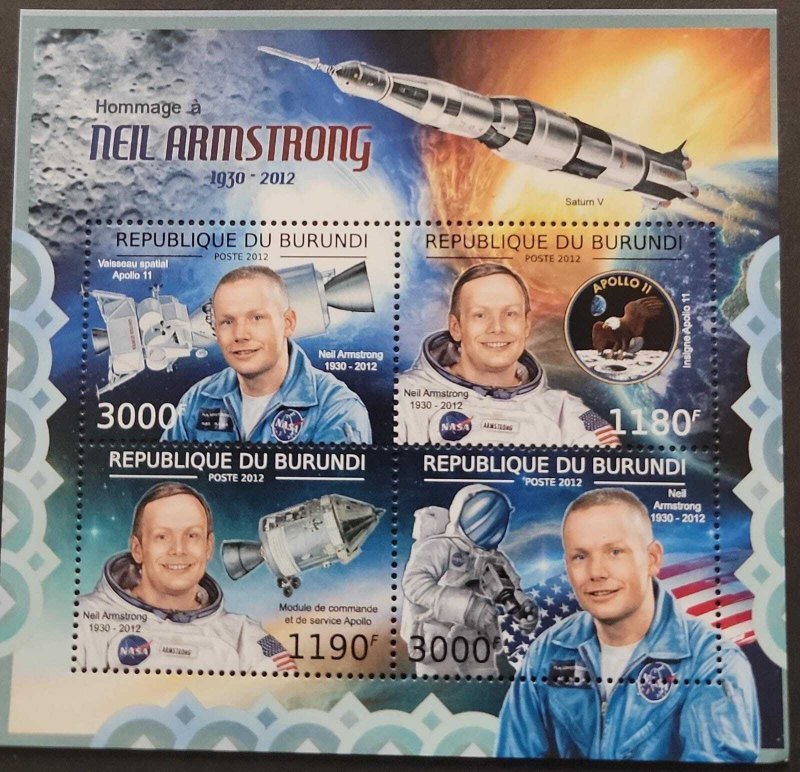 SB) 2012 BURUNDI, SPACE, NEIL ARMSTRONG, FIRST ASTRONAUT TO WALK ON THE MOON, SA