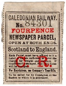 (I.B) Caledonian Railway : Newspaper Parcel 4d (Scotland to England) 