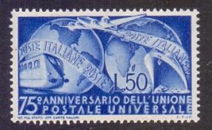 Italy   #514  MH  1949   75th anniversary UPU