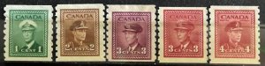 Canada #263-267 MHH- SCV=$16.85*