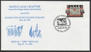 1998 SOSSI Hamilton Scout/Guide Parade Cover ROYAL 1998 ROYALE Map Stamp