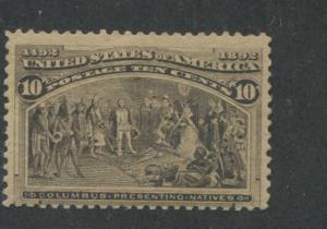 1893 US Stamp #237 10c Mint Hinged Fine Original Gum Catalogue Value $90