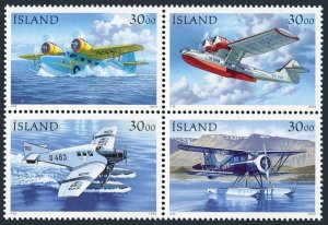 Iceland 773-776a block,MNH.Mi 791-794. Seaplanes 1993.Junkers F-13,Waco YKS-7,