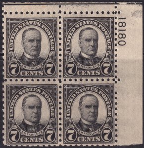 #588 Mint NH, VF, plate number block of 4 (CV $425) (CV $26 - ID42511) - Jose...