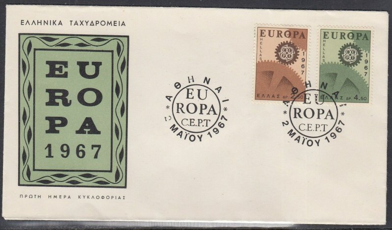 Greece Scott 891-2 FDC - Europa 1967