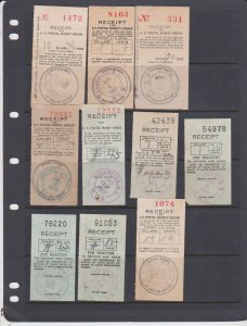 10 US 1901 to 1935 Postal Money Orders Receipts for Domestic Money Order in N.J