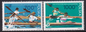 Poland 1990 Sc 2980-1 World Kayaking Championships Poznan Stamp MNH