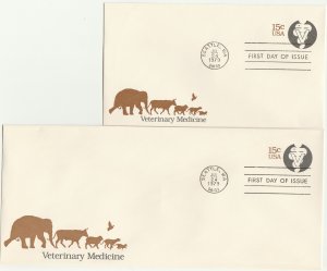Scott# U595 D219 FDCs 2 US envelopes.