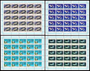 Mauritania Birds Fish 4v Full Sheets 1986 MNH SC#614-617 SG#874-877 MI#899-900