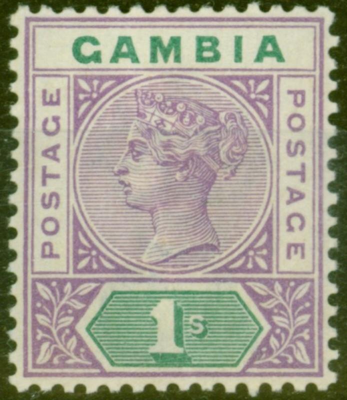 Gambia 1898 1s Violet & Green SG44 V.F Very Lightly Mtd Mint
