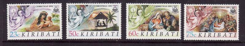 Kiribati-Sc#578-81-Unused NH set-Christmas-Nativity--1991-