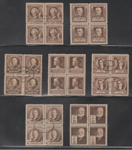 U.S. Scott #863-893 Famous American Stamps - Used Set of Blocks of 4