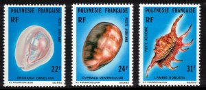 FRENCH POLYNESIA 1978 Sea Shells; Scott C156-58, Yvert 132-34; MNH