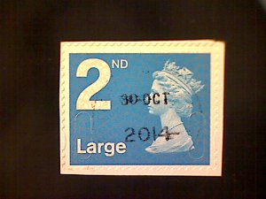 Great Britain, Scott #MH391, 2011 used on paper, Machin, 2nd Large, bright blue