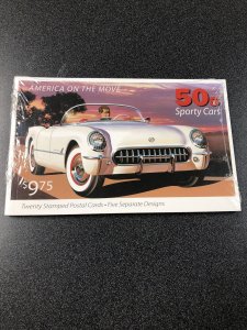USPS   AMERICA ON THE  MOVE   50s SPORTY CARS  20 postcards, 5 designs MINT