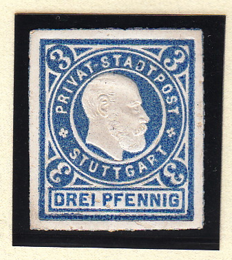 Germany 19th C. Local, Stuttgart #18, unused, CV 15.00, See Description