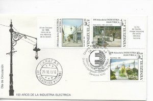 VENEZUELA 1988 100 years of Electric Industry 2 FDC COMPLETE SET ON 2 COVERS