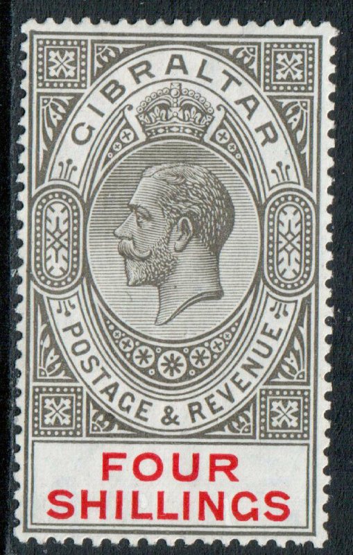 Gibraltar KGV 1921 4s 4/- Black Carmine SG100 Mint MLH