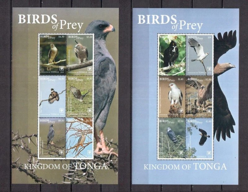 2018	Tonga	birds of prey owls 2 klb MNH	310