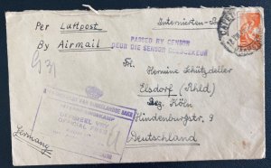 1943 Captetown South Africa Interment Andalusia Camp Cover To Elsdorf Germany