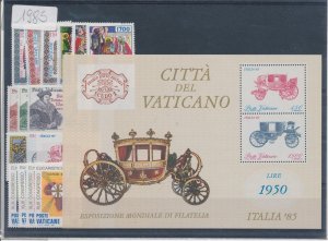 1985 Vatican, New Stamps, Complete Vintage 16 Values + 1 Sheetlet + 1 Booklet -