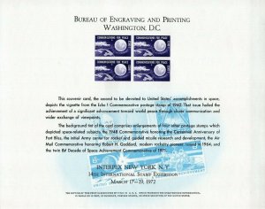 Mint US Souvenir Card 1972 Interpex Stamp Exhibition NY BEP Echo 1 Commemorative
