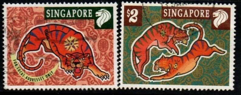 SINGAPORE SG914/5 1998 YEAR OF THE TIGER USED
