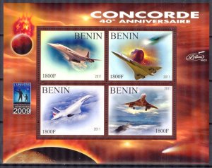Benin 2011 Aviation Concorde II 40 Years Sheet MNH