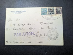 1930 Brazil Airmail First Flight Cover FFC Recife to Natal Pernambuco