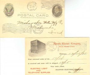 United States Illinois Chicago 1905 machine  Postal Card  Reverse Red and bla...