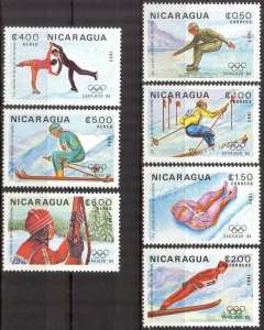 Nicaragua 1983 Winter Olympics Games Sarajevo 1984 Set of 7 MNH **