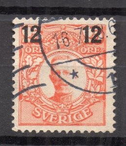 Sweden 1910 Early Issue Fine Used 12ore. Surcharged NW-218126