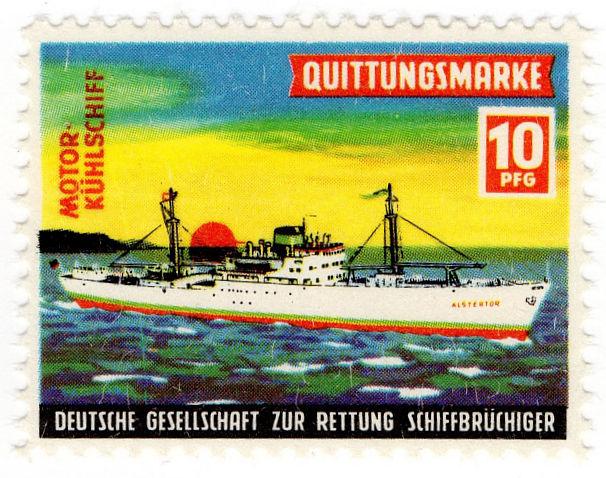 (I.B) Germany Cinderella : Lifeboat Charity Stamp 10pf (Cargo Ship)