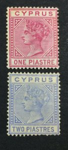 MOMEN: CYPRUS SG #18-19 1883 DIE I MINT OG H £270 LOT #6971