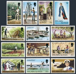 Pitcairn 163-173,MNH.Mi 163-173,212-213. Fish,Ship Britannia,QE II,Philip,1977.