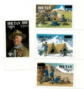 SPECIAL LOT Bhutan 1985 450-3 - Scouting Surcharge - 40 Sets of 4v - MNH