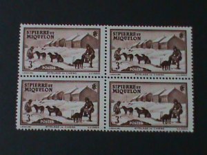 ST.PIERRE & MIQUELON-1938-SC#173 DOG TEAM MNH-BLOCK VF-LAST ONE-86 YEARS OLD