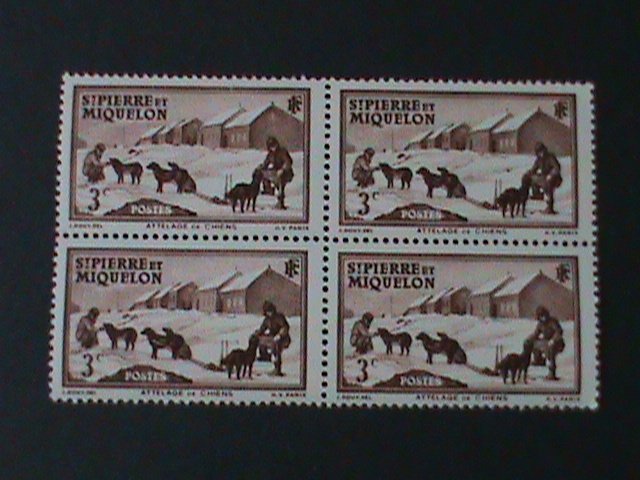 ST.PIERRE & MIQUELON-1938-SC#173 DOG TEAM MNH-BLOCK VF-LAST ONE-86 YEARS OLD