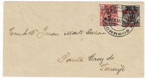 Cape Juby 1916 cover to Tenerife, Scott 1a and 2Ef (double overprints)