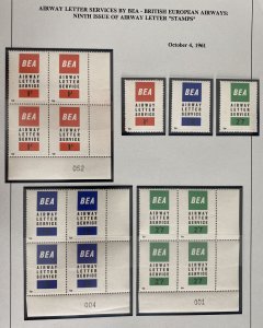 Air Letter Service By BEA 9th Issue Of Airway Letter Stamps 1961 Collection Lot